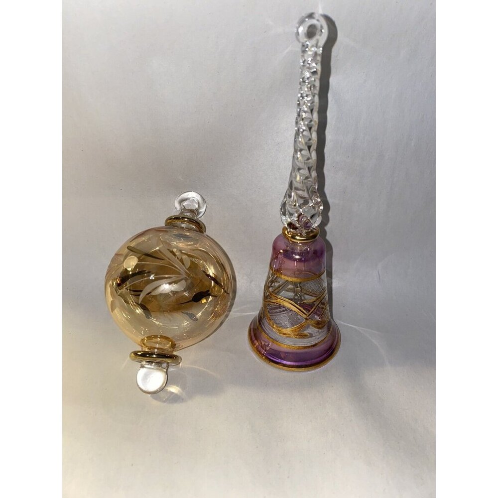Handmade Elegant Glass Ornaments Lot Of 2‎ Hanging Ornaments